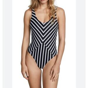 Tori Praver Genevie Stripe One-Piece Swimsuit Size Small